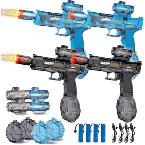 4Pcs Electric Water Gun for Adults Kids, Automatic Squirt Gun Pistol with Water Spray Sound and Led Light, Leak-Proof Rechargeable Water Guns for Summer Outdoor Pool Beach Party Toys (Black+Blue) in Kuwait