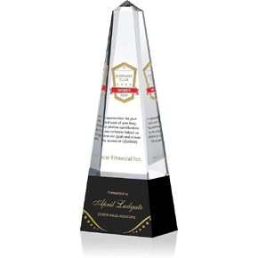 لوحة جائزة Crystal Chief's Club المخصصة، محفورة بشكل شخصي باسم الشركة والفائز، جائزة مبيعات المسلة الكريستالية الفريدة من نوعها لتقدير المبيعات وتقديرها (L - 12") in Kuwait