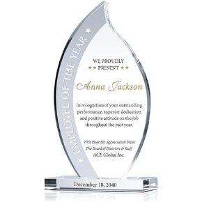 Custom Flame Shape Crystal Employee of the Year Award Plaque, Unique Personalized Crystal Flame Employee Recognition Award Trophy (XL - 12") in Saudi Arabia