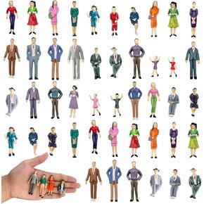 40 Pcs 1:30 Scale Mini People Figurines Painted Miniature Plastic Figures Sitting and Standing Model Trains Architectural Tiny People Figurines for Miniature Scenes Diorama Landscape Decor in Kuwait