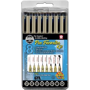 Pigma Micron Pen Favorites Kit #8 - Set of 8 (003/01/03/05/08/PN/1/Brush), Black in Saudi Arabia