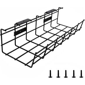COYACOOL Under Desk Cable Management- 2 Pack Cord Organizer. Metal Wire Cable Management Tray for Office, Studio and Home. Super Sturdy Under Table Cable Management - Black Cable Organizer in Saudi Arabia