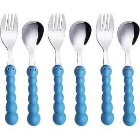 ANNOVA Kids Silverware 6 Pieces Set Children's Flatware - Stainless Steel Cutlery - 3 x Safe Forks, 3 x Dinner Spoons - Toddler Utensils Without Knives for Lunch Box BPA Free (Mix) in Kuwait