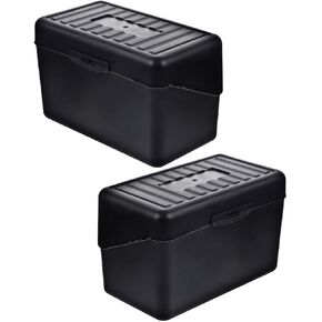 Business Card Holder and Portable Office Cards Container 2pcs Black Storage Box with Lid Desktop Organizer for Business Supplies in Kuwait