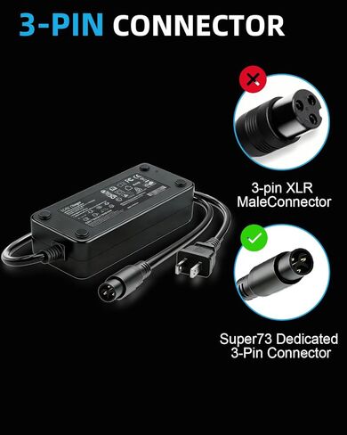 54.6V 3A Fast Battery Charger for Super 73,with 3-Pin Connector for 48V Lithium Battery 110V-120V Power Adapter Compatible for Z/S/R-Series,Z S R Adventure, ZX,RX,S2,Replacement Part etc (3A) in Kuwait