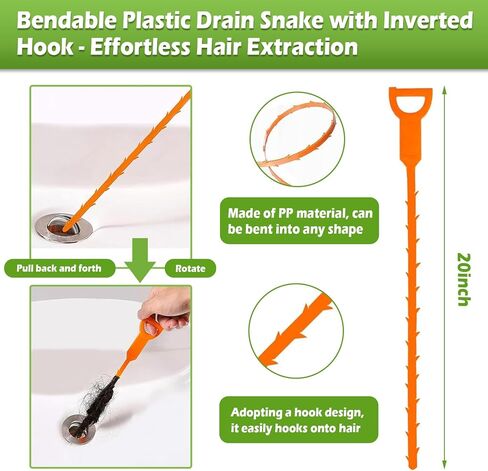 Toilet Snake Drain Clog Remover, 51"Toilet Auger Grabber, Upgraded Snake Drain Tool, Flexible Claw Grabber Pickup Tool with 4 Claws For Picking Up Clogs In Toilet Pipes And Drains, Comes With Gloves in Saudi Arabia