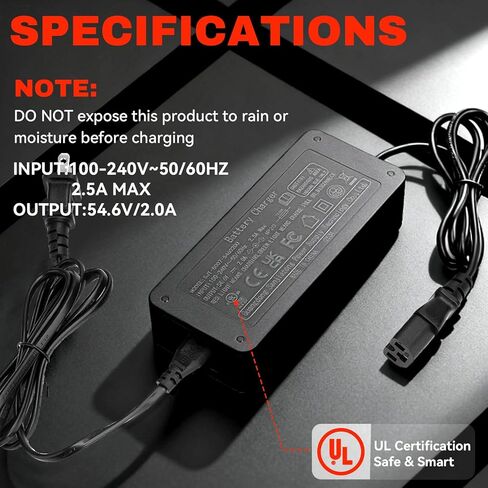 JERBOR 54.6V 2A Battery Chargers for Tuttio Soleil01 Drit Bike, 48V Charger Power Supply Adapter with UL Certification for Tutto Tutti Soleil01 Electric Bike in Kuwait