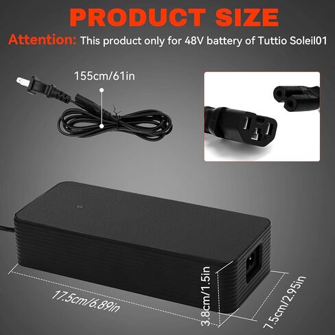 JERBOR 54.6V 2A Battery Chargers for Tuttio Soleil01 Drit Bike, 48V Charger Power Supply Adapter with UL Certification for Tutto Tutti Soleil01 Electric Bike in Kuwait