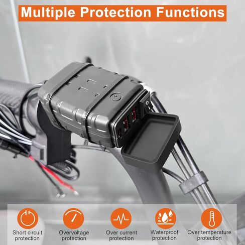 مقبس شاحن سيارة USB للدراجات النارية شحن سريع 2 USB/2.4A+Type C/2.4A مع مفتاح وLED، DC10V-28V مقاوم للماء للدراجات النارية USB مع كابل شحن USB 3A للقارب/التخييم/الشاحنة/القافلة in Kuwait