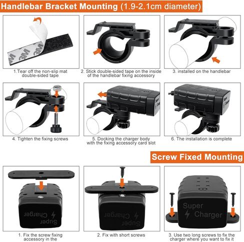 Motorcycle USB Phone Fast Charger Socket Charging 2 USB+Type-C with ON/Off Switch and LED,Waterproof SAE to Port Adapter Handlebar Install Accessories 10A Fuse for Cars/Boats/RV/Vans/Caravans in Kuwait