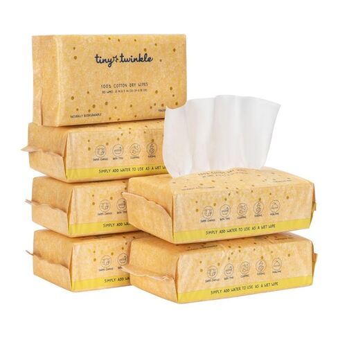 Tiny Twinkle 100% Cotton Dry Wipes for Baby | 480 Count | Use Wet or Dry | No Smell (Fragrance-Free), Hypoallergenic & Chemical-Free | Ultra Soft, Strong & Gentle for Sensitive Skin in Saudi Arabia