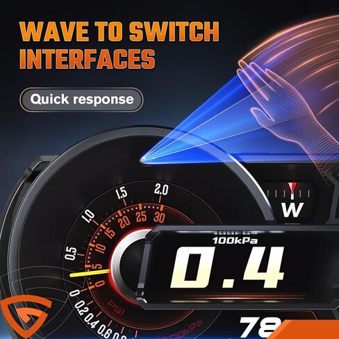 OBD2 Gauge Display with Speed, RPM, Fuel Consumption, Heads Up Display for Cars A590S, OBD+GPS (Reception Only Digital Speedometer with Gesture Control, Auto Light Sensing & Wide Compatibility in Kuwait