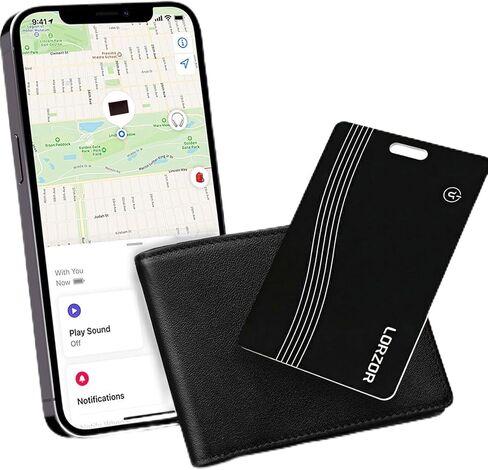 LORZOR Slim Bifold Wallet with Tracker Card (iOS Only) Apple MFi Certified Tracking Card, Minimalist Full Grain Leather Front Pocket Wallet,Rechargeable Bluetooth AirTag Smart Card for Apple Find My in Saudi Arabia