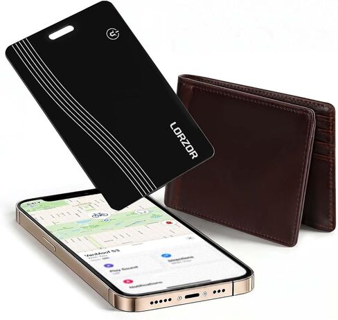 LORZOR Slim Bifold Wallet with Tracker Card (iOS Only) Apple MFi Certified Tracking Card, Minimalist Full Grain Leather Front Pocket Wallet,Rechargeable Bluetooth AirTag Smart Card for Apple Find My in Saudi Arabia