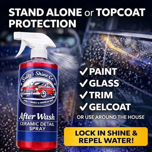 Sully’s After Wash Ceramic Spray Coating – SiO2 Quick Detailer – High Gloss, Water Beading & Hydrophobic Protection – Streak-Free Spray Sealant for Cars, Trucks & RVs – 16 oz in Kuwait