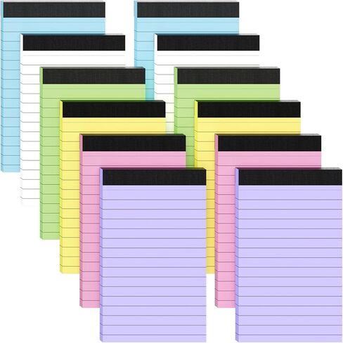 Colored Note Pads 12 Pack Small Notepad 3x5 Inch Mini Notepads Pocket Notepad,Easy Tear Small Note Pads,Server Lined Paper,30 Sheet/Notepad, Portable Memo Notepad for Home School Office Supplies in Kuwait
