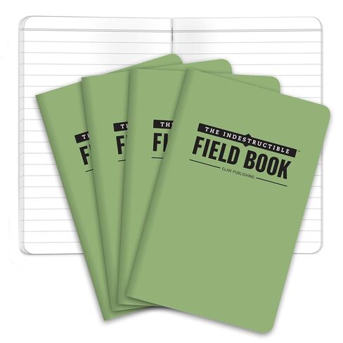 Elan Publishing Company The Indestructible, Waterproof, Tearproof, Weatherproof Field Notebook - 3.5"x5.5" - Green - Lined Memo Book - Pack of 4 in Kuwait