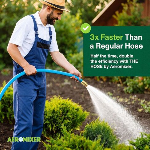 Aeromixer THE HOSE - خرطوم حديقة 1 بوصة بطول 50 قدمًا مع مجموعة محول لـ 3/4 حنفية، خراطيم حديقة تجارية بدون ربط، خراطيم مياه صناعية شديدة التحمل للأماكن الخارجية، أداة سقي عالية الضغط 650 رطل لكل بوصة مربعة in Kuwait