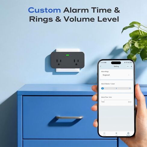 Power Failure Alarm WiFi, Newest Smart Power Outage Alarm with App Remote Cancel Device Alert & Custom Alert Time, 2 Sockets Home Power Loss Alarm for Freezer, GFCI Trips, Sump Pump, Pet Feeder in Kuwait