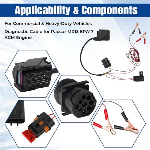 كابل تشخيصي متوافق مع محرك Paccar MX13 EPA17 ACM والشاحنات الثقيلة والمركبات التجارية وأداة كشف الأعطال in Kuwait