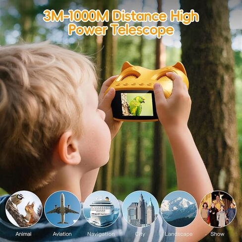 2 in 1 Kids Telescope Microscope, 1000X Digital Microscope, Portable Telescopes for Kids, 4K Discovery Microscope, Handheld Microscope STEM Gift for 3-12 Years Boys Girls（Yellow） in Kuwait