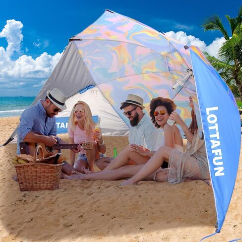 LOTTAFUN Beach Shelter Umbrella Premiere UPF 50+ Umbrella Shelter for Sun and Rain Protection for Adult (10-Foot, Blue Green) in Kuwait