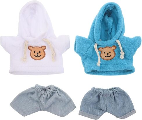 Garneck 4pcs Plush Toy Clothes Set: Hoodie Denim Pants for 8 Inch Stuffed Bears - DIY Bear Clothes Kit for Plushies Stuffed Animal Outfits - Doll Dress Up Accessories in Kuwait