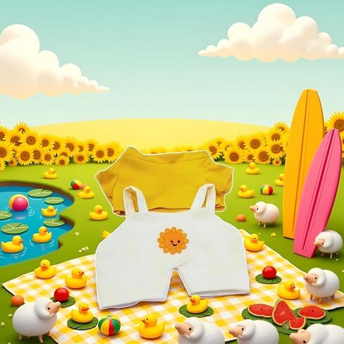 Cartoon Duck Clothes White Yellow Stuffed Duck Clothing for Plush Cotton Skirt Overalls Outfit Clothing Stuffed Animals Clothes Kawaii Plush in Kuwait