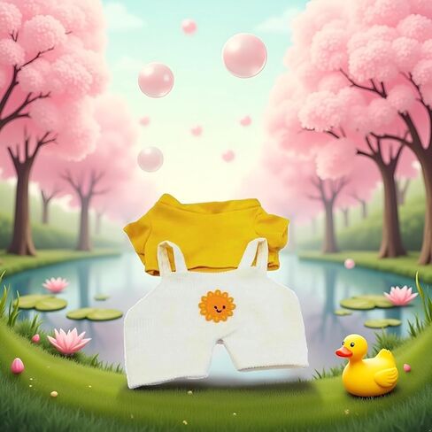 Cartoon Duck Clothes White Yellow Stuffed Duck Clothing for Plush Cotton Skirt Overalls Outfit Clothing Stuffed Animals Clothes Kawaii Plush in Kuwait