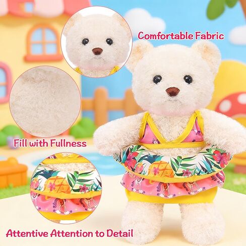 Bear Clothes with 1 Pcs Bear, Stuffed Animal Clothes Plush Doll Small Animal Garment Suit Dolls Accessories DIY Toy Gift in Kuwait