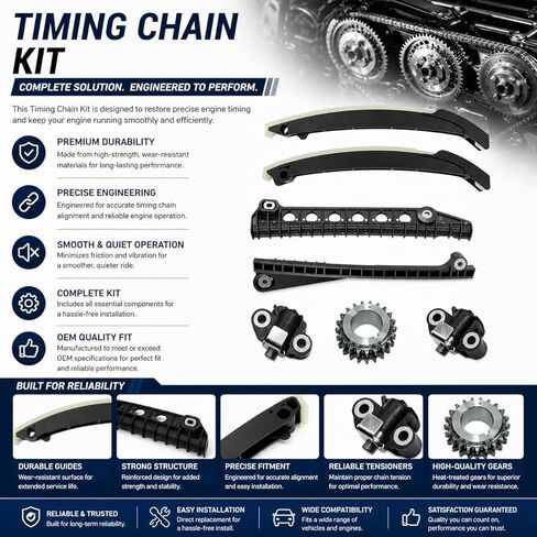 مجموعة سلسلة التوقيت 5.4 لتر متوافقة مع 2004-2010 Ford F150، 2005-2010 F250/F350 Super Duty، 2005-2014 Expedition، 2005-2014 Lincoln Navigator، 2006-2008 Mark Replace TK6068 9-0391SB 5L3Z-6268-A in Saudi Arabia