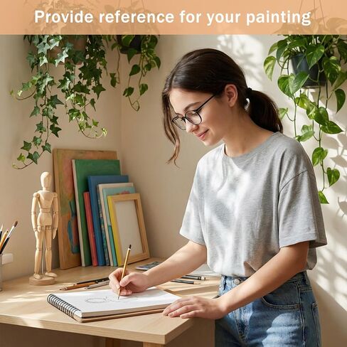 4 Pcs 12'' Artists Wooden Manikin Wooden Mannequin Figure Posable Drawing Figure Flexible Articulated Human Mode Body with Base for Home Office Desk Sketching Painting Gift in Kuwait