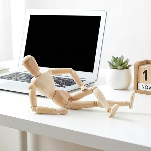 4 Pcs 12'' Artists Wooden Manikin Wooden Mannequin Figure Posable Drawing Figure Flexible Articulated Human Mode Body with Base for Home Office Desk Sketching Painting Gift in Kuwait