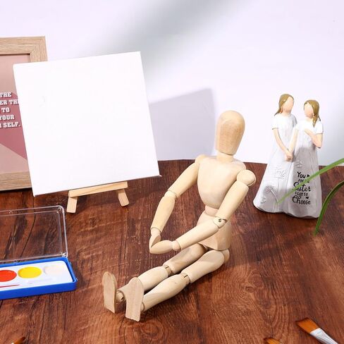 4 Pcs 12'' Artists Wooden Manikin Wooden Mannequin Figure Posable Drawing Figure Flexible Articulated Human Mode Body with Base for Home Office Desk Sketching Painting Gift in Kuwait