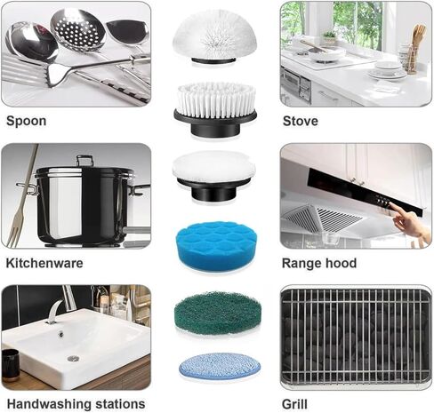 electric spin scrubber replacement heads 8 in 1 cleaning brush, for Electric Spin Scrubber of ANS-8051A/8050 Power Shower Scrubber,for Household and Heavy Oil Pollution Cleaning accessory in Saudi Arabia