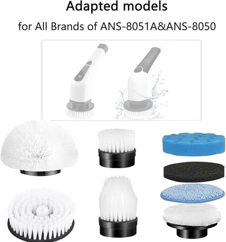 electric spin scrubber replacement heads 8 in 1 cleaning brush, for Electric Spin Scrubber of ANS-8051A/8050 Power Shower Scrubber,for Household and Heavy Oil Pollution Cleaning accessory in Saudi Arabia