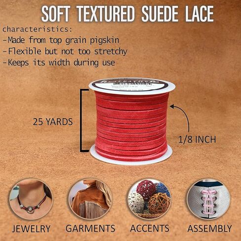 Realeather Suede Lace Spool, 1/8" x 25 yd, Violet in Kuwait