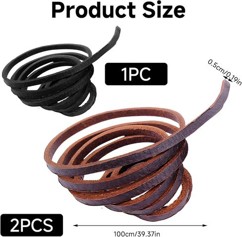 Flat Genuine Leather Cord 3MM Real Leather Strip Braiding String Tan & Black 10FT Total Jewelry Making Bracelets Necklaces Shoe Laces DIY Crafts in Kuwait