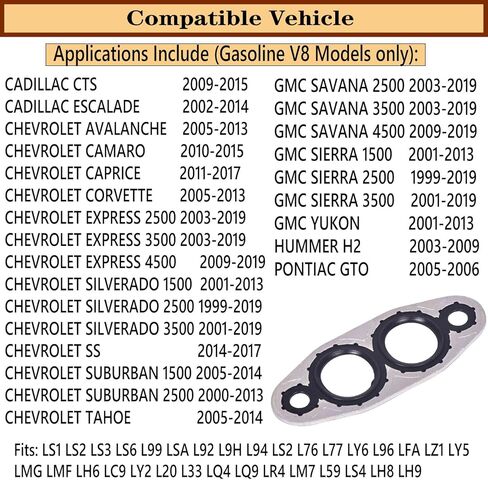حشية مبرد زيت المحرك 15203889، استبدال مواصفات OE متوافق مع Chevy Silverado Express، GMC Sierra Savana، Cadillac Escalade CTS، ختم ممتاز مقاوم للتسرب ومقاوم لدرجة الحرارة العالية in Kuwait
