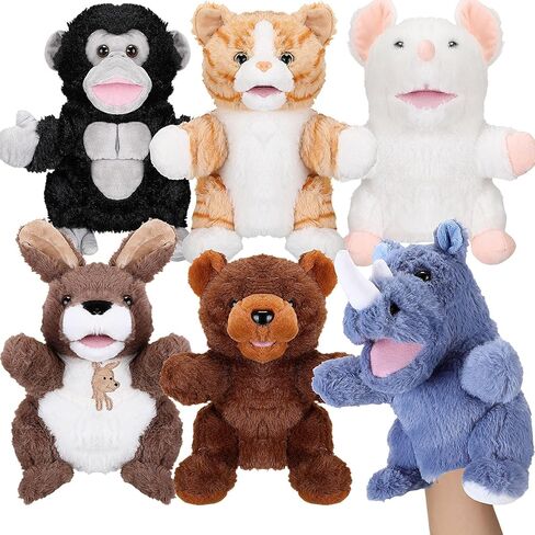 Liliful 6 Pieces Animal Hand Puppets Kids Hand Puppets with Working Mouth Animal Toddler Plush Toy for Show Theater Birthday Easter Basket Stuffers(Farm,9.84 Inches/ 25 cm) in Kuwait