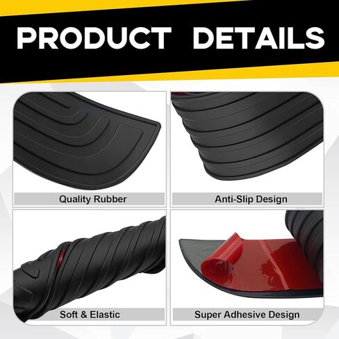 Car Rear Bumper Protector Guard - 35" x 2.8" Anti-Scratch Edge Trim, Rubber Anti-Collision Strip for Trunk Lip, Universal Exterior Automotive Accessory (Black/Sport) in Kuwait