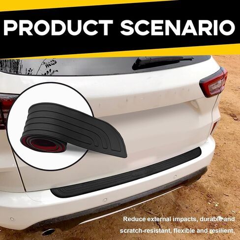 Car Rear Bumper Protector Guard - 35" x 2.8" Anti-Scratch Edge Trim, Rubber Anti-Collision Strip for Trunk Lip, Universal Exterior Automotive Accessory (Black/Sport) in Kuwait