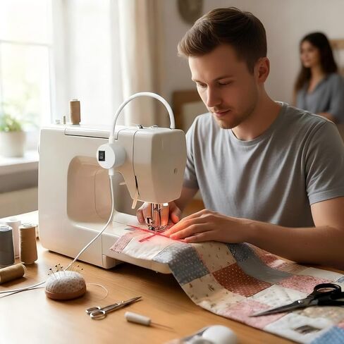 Magnetic Positioning Quilting Light with Crosshair – Hands-Free Adjustable Red Laser Seam Guide for Sewing Machine Straight Stitch. Plug-in for Quilting, Miter Saw & Heat Press(Crosslight-Plug) in Kuwait