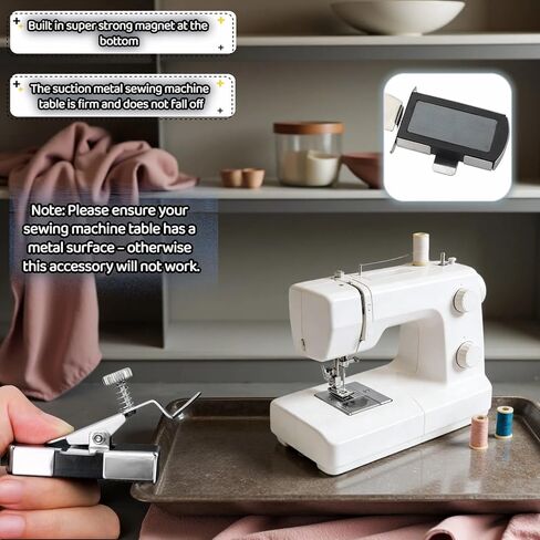 Magnetic Seam Guide for Sewing Machine with Clip, Stainless Steel Hem Guide Rail, Multi-Function Ruler Edge Locator, Universal Sewing Accessory Ruler for Precise Stitching on All Sewing Machines in Kuwait