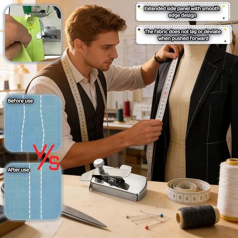 Magnetic Seam Guide for Sewing Machine with Clip, Stainless Steel Hem Guide Rail, Multi-Function Ruler Edge Locator, Universal Sewing Accessory Ruler for Precise Stitching on All Sewing Machines in Kuwait