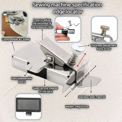 Magnetic Seam Guide for Sewing Machine with Clip, Stainless Steel Hem Guide Rail, Multi-Function Ruler Edge Locator, Universal Sewing Accessory Ruler for Precise Stitching on All Sewing Machines in Kuwait