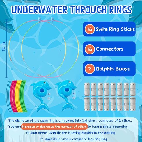 Fun Swimming Pool Toys for Kids - Diving Practice, Swim Thru Rings for Boys/Girls Ages 4-12 in Kuwait