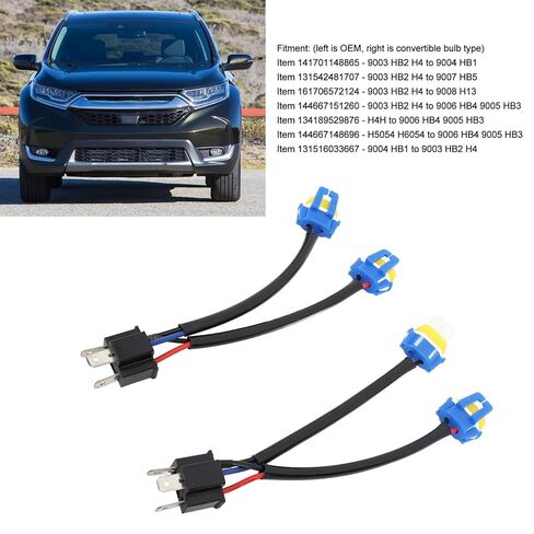 2pcs Headlight Bulb Conversion Wire, H4 to 9005 9006 Harness, HB3 HB4 9005 9006 Upgrade Kit with Plug and Play, Ideal for Better Visibility, Compatible with 9003 9005 in Kuwait