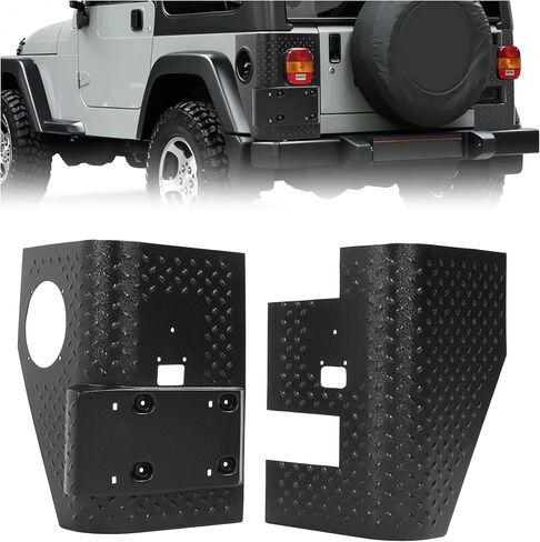 ALMULOO درع الجسم الخلفي متوافق مع 1997-2006 Jeep Wrangler TJ طقم حماية الزاوية لوحة ماسية ربع لوحة يسار + الجانب الأيمن من البلاستيك (ABS) أسود محكم in Kuwait