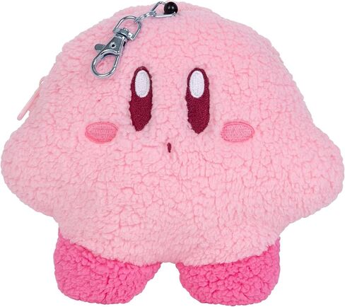 TOMY Mofulatto - حقيبة عملات Kirby القطيفة - محفظة قطيفة بسحاب مع مشبك قابل للسحب - تتضمن نافذة شفافة لبطاقة الهوية - Kirby Merch وملحقاتها - 6 بوصات - للأعمار من 14 عامًا فما فوق in Kuwait